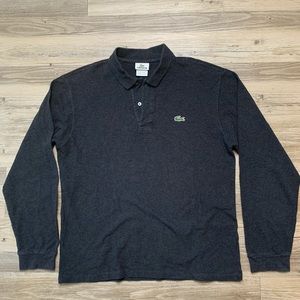 Lacoste Heather Grey Long Sleeve Polo Size 5 Great